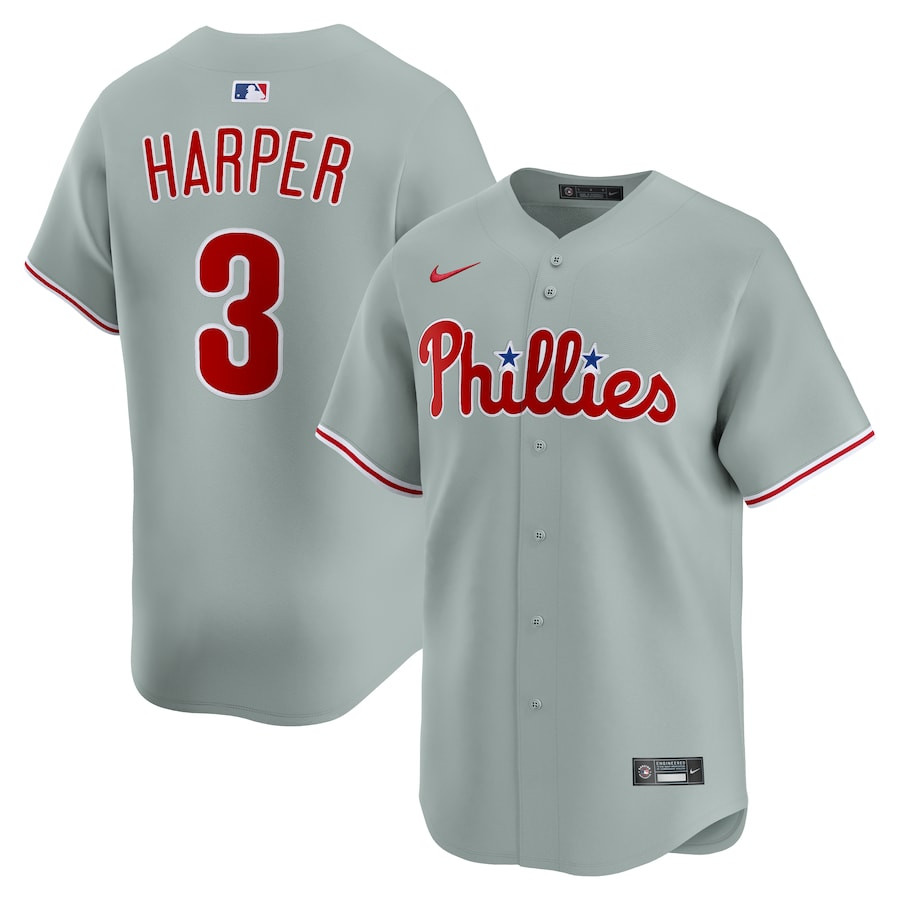Bryce Harper 3 Philadelphia Phillies Alternate Limited Player Men Baseball Jersey - Gray 