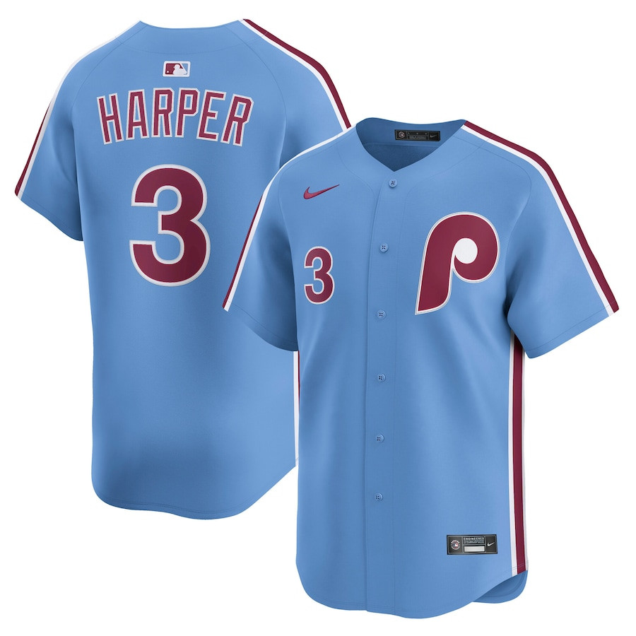 Bryce Harper 3 Philadelphia Phillies Alternate Limited Player Men Baseball Jersey - Light Blue 