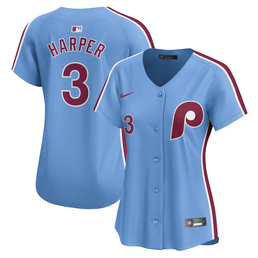 Bryce Harper 3 Philadelphia Phillies Alternate Limited Women Baseball Jersey - Light Blue 