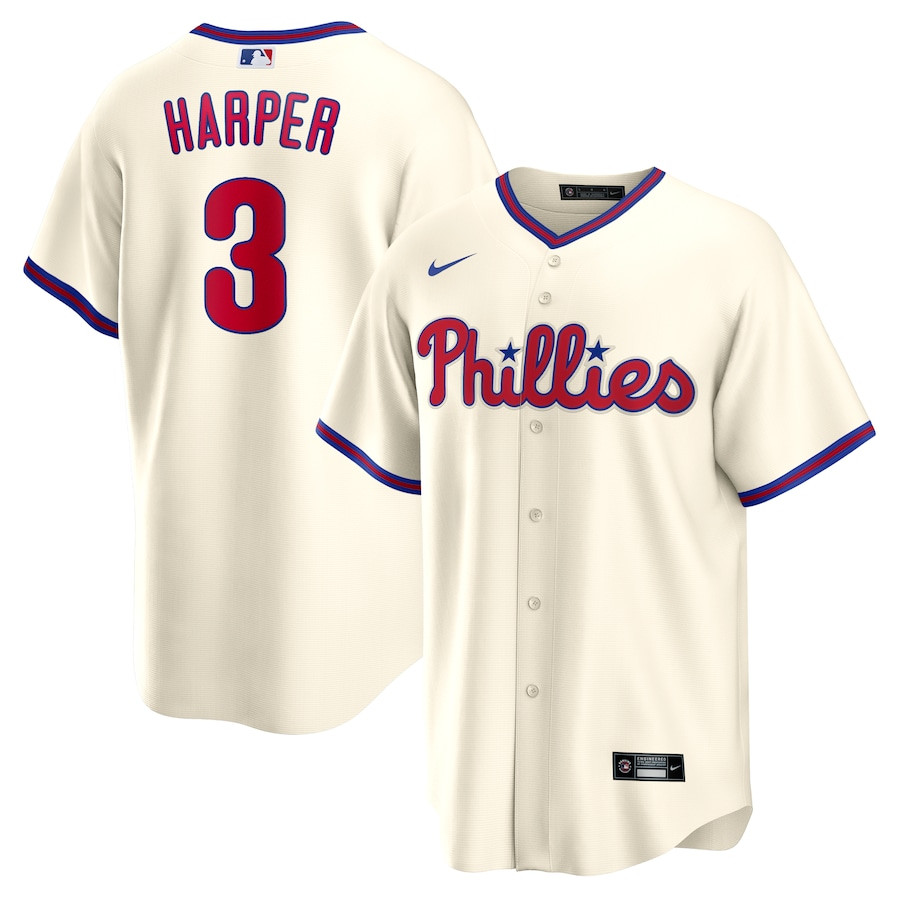 Bryce Harper 3 Philadelphia Phillies Alternate Men Baseball Jersey - Cream 