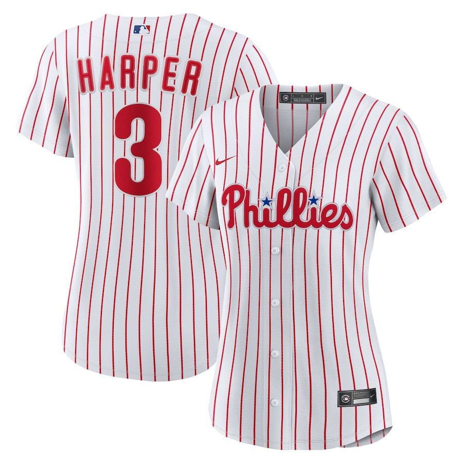 Bryce Harper 3 Philadelphia Phillies Women Home Baseball Jersey - White 
