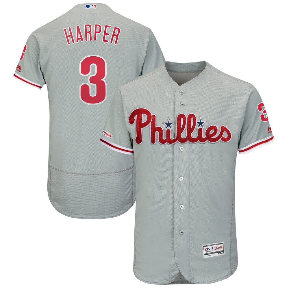 Bryce Harper Philadelphia Phillies Majestic Away Flex Base Collection Player Jersey - Gray