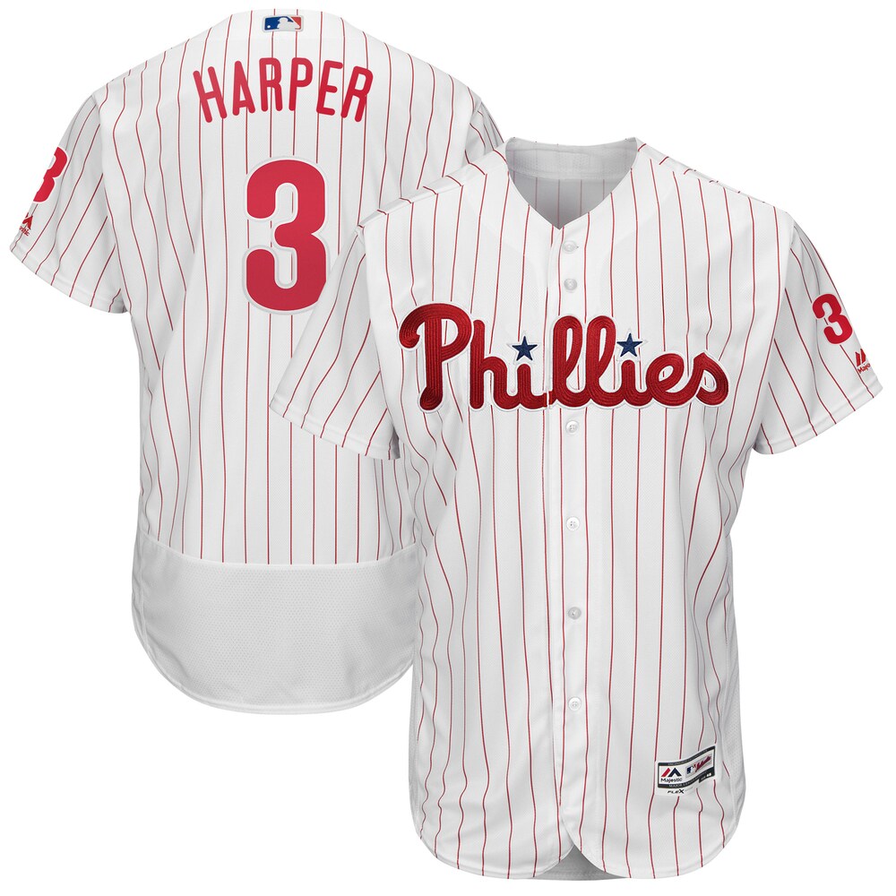 Bryce Harper Philadelphia Phillies Majestic Home Flex Base Collection Player Baseball Jersey - White/scarlet