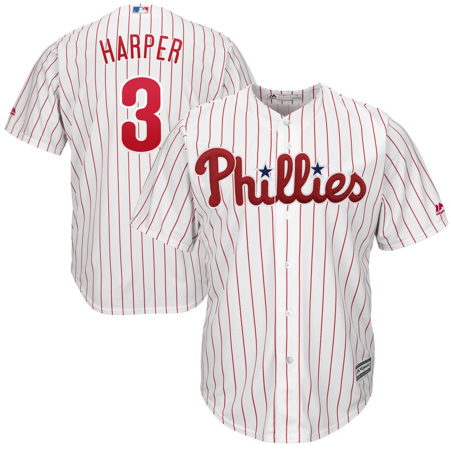 Bryce Harper Philadelphia Phillies Majestic Home Official Cool Base Player Baseball Jersey - White/scarlet