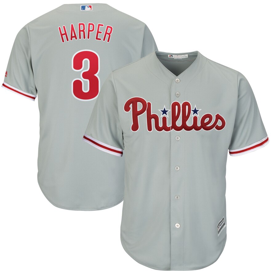 Bryce Harper Philadelphia Phillies Majestic Official Cool Base Replica Player Baseball Jersey - Gray