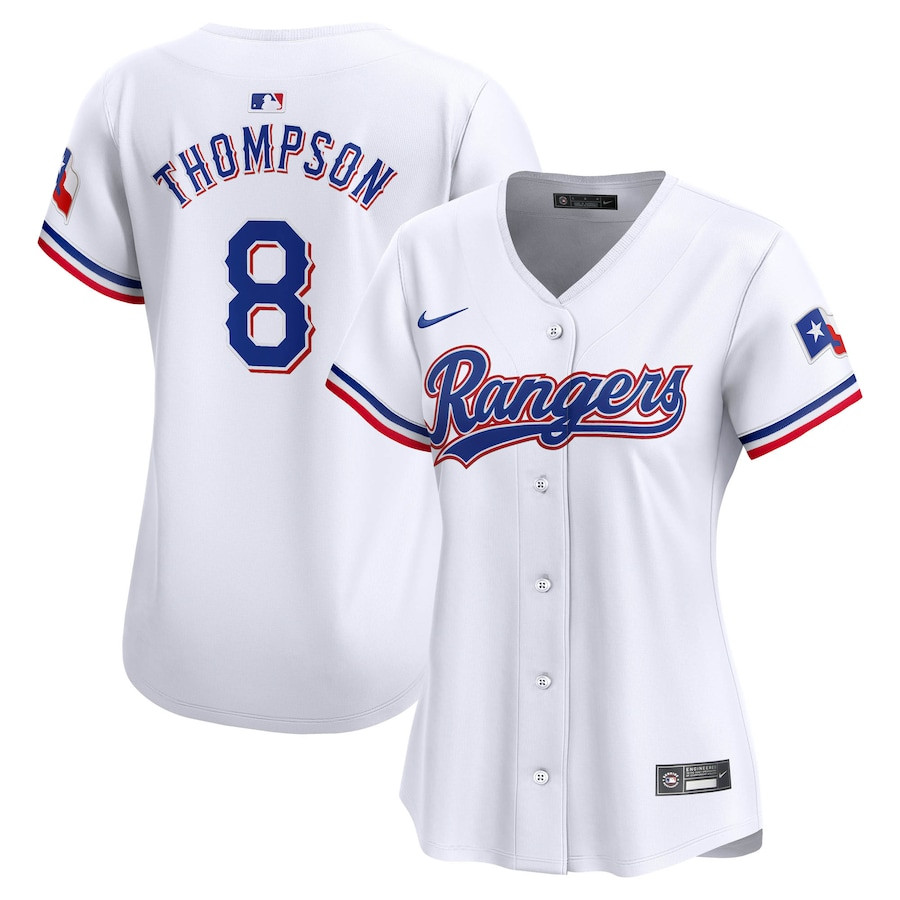 Bubba Thompson 8 Texas Rangers Home Limited Player Women Jersey - White - JS531 