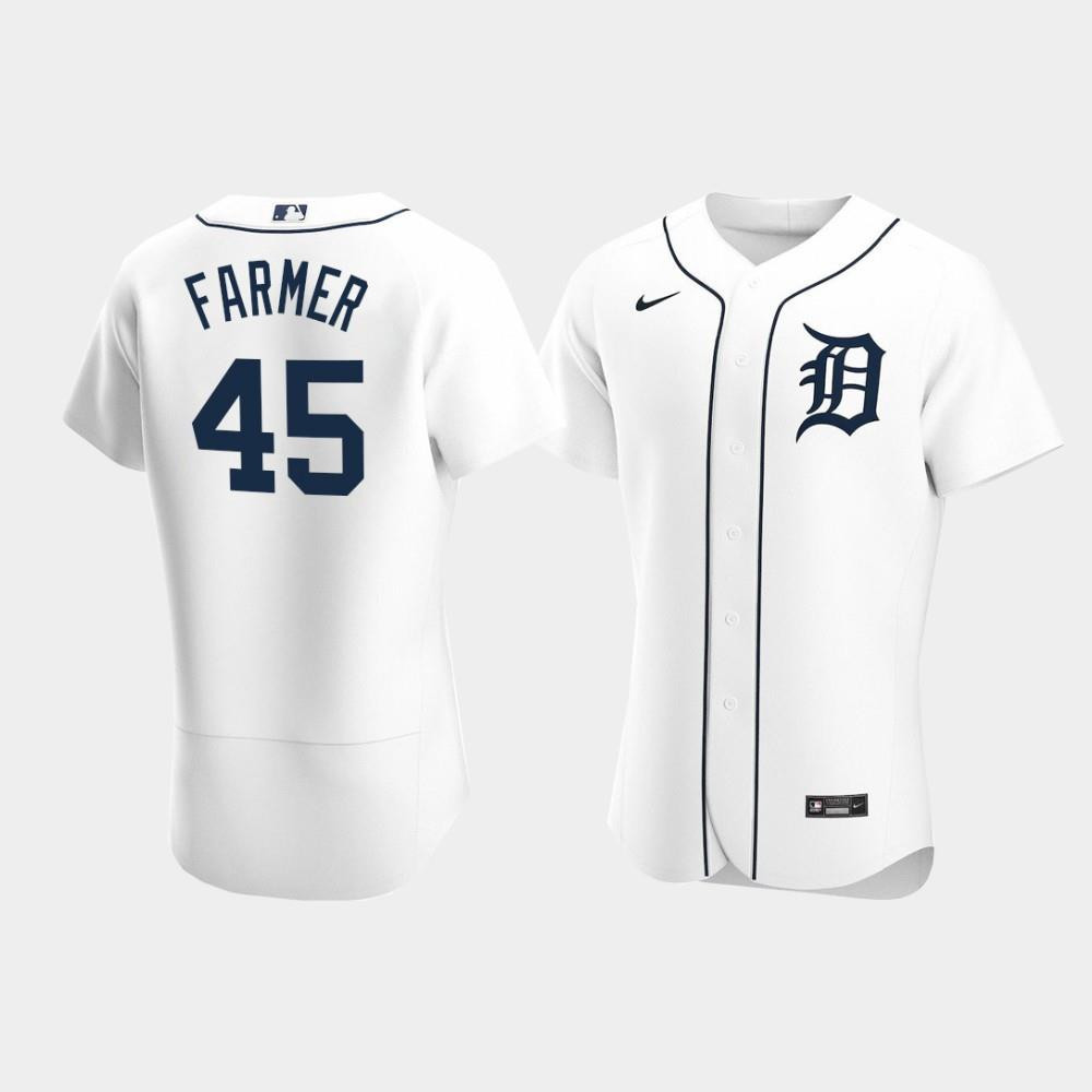 Buck Farmer 45 Detroit Tigers White Home Baseball Jersey Baseball Jersey