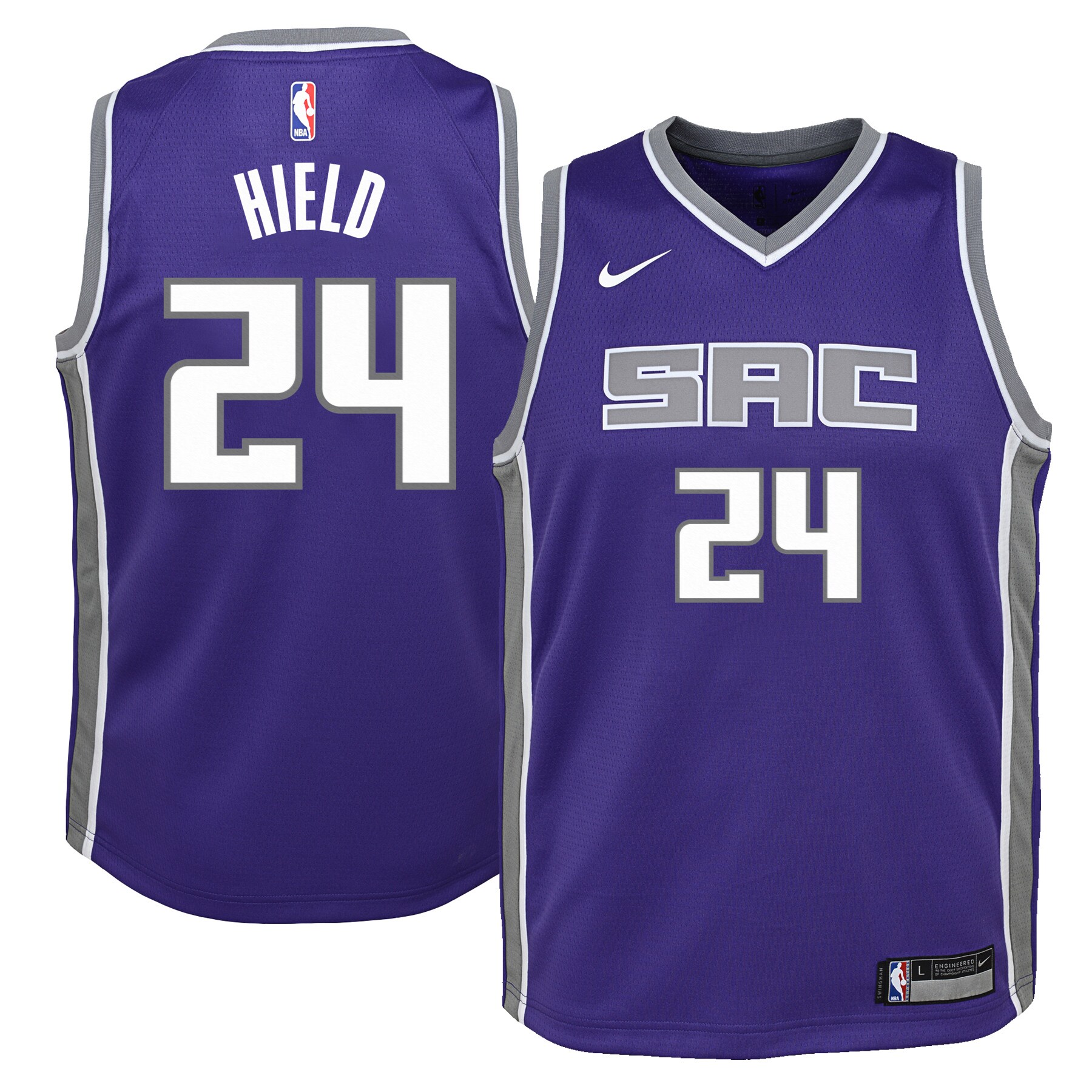 Alternative view of Buddy Hield Sacramento Kings Youth Swingman Basketball Jersey Purple - Icon Edition
