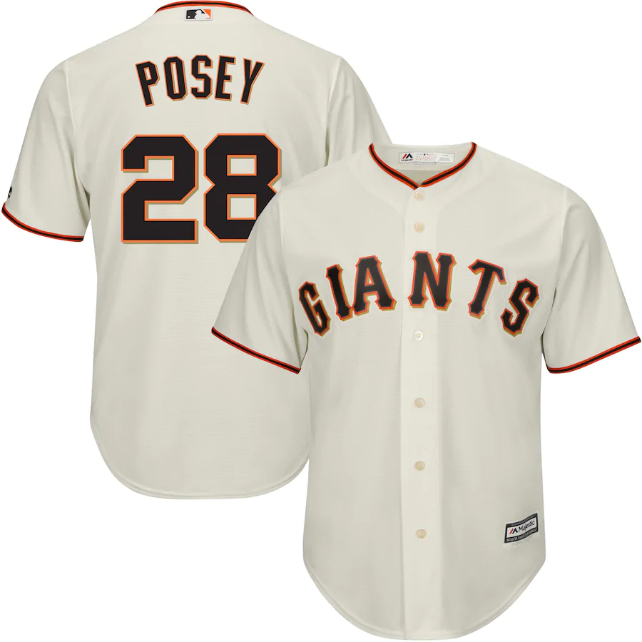 Buster Posey #28 San Francisco Giants Majestic Big And Tall Cool Base Player Baseball Jersey - Cream
