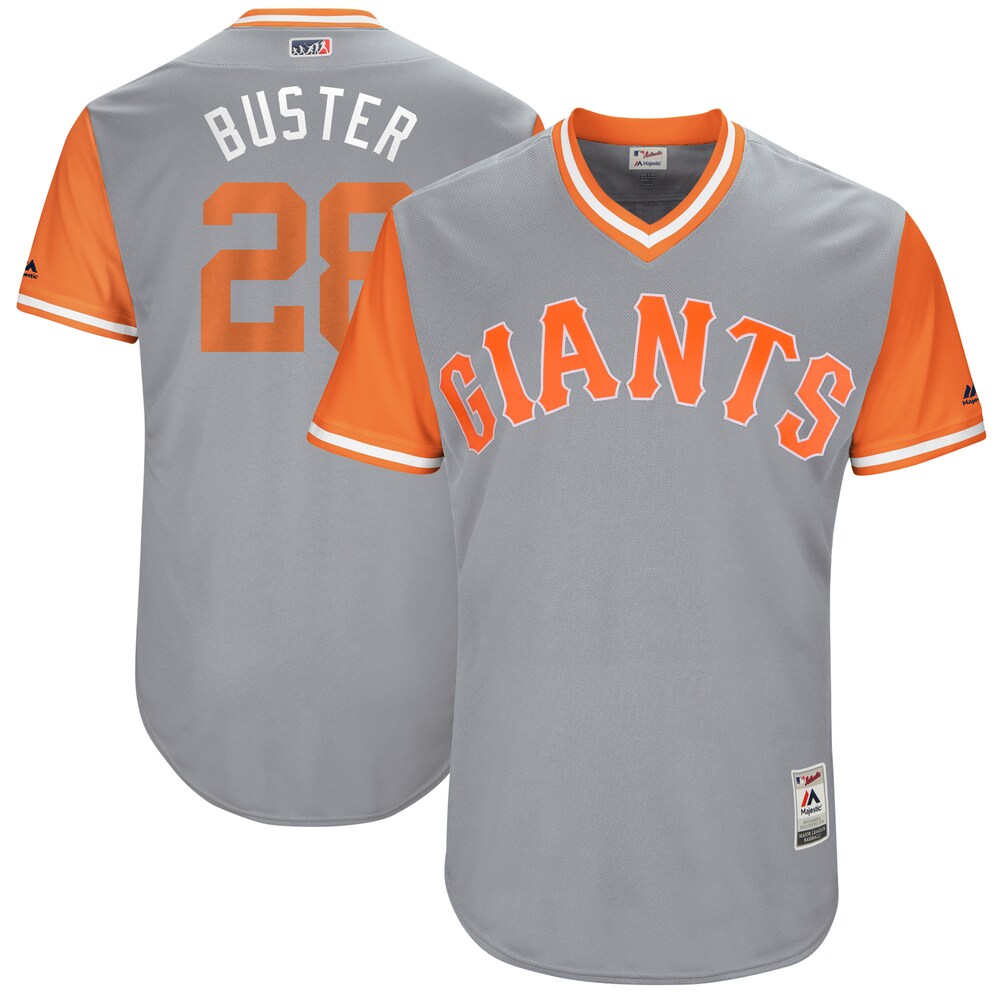 Buster Posey "buster" San Francisco Giants Majestic 2017 Players Weekend Baseball Jersey - Gray