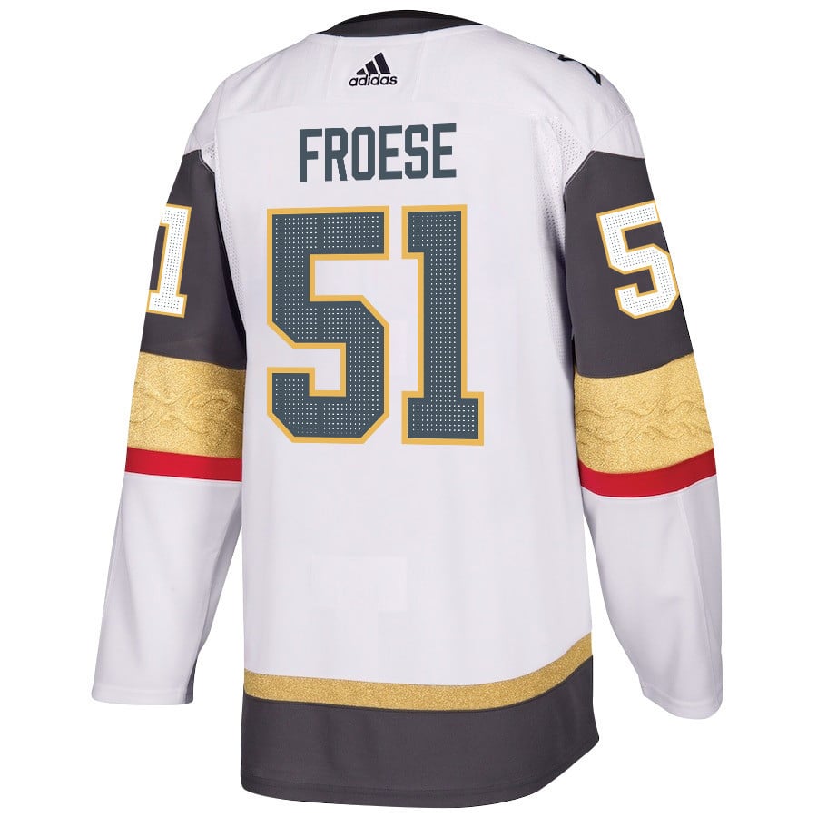 Alternative view of Byron Froese 51 Vegas Golden Knights Stanley Cup 2023 Champions Patch Away Breakaway Men Hockey Jersey - White - JS351 