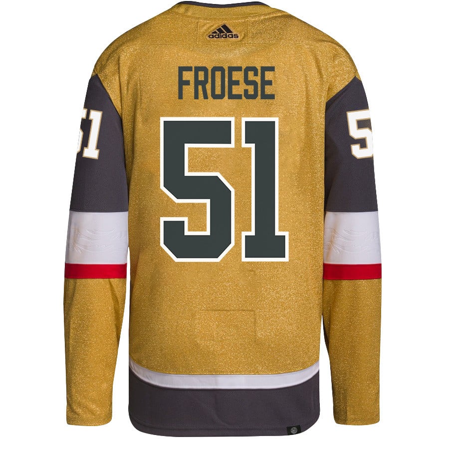 Alternative view of Byron Froese 51 Vegas Golden Knights Stanley Cup 2023 Champions Patch Home Breakaway Men Hockey Jersey - Gold - JS911 