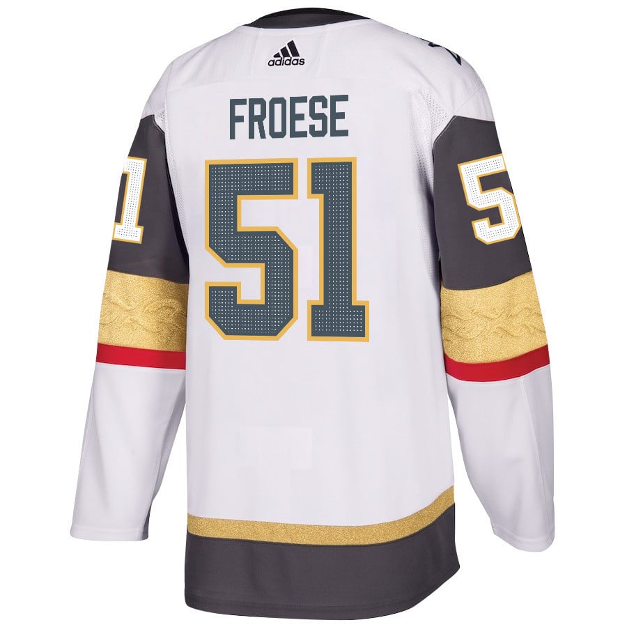 Alternative view of Byron Froese 51 Vegas Golden Knights Stanley Cup 2023 Final Patch Away Breakaway Men Hockey Jersey - White - JS854 