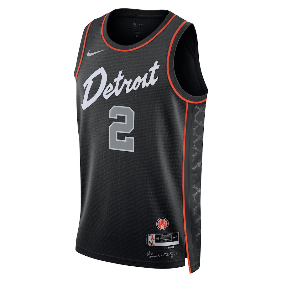 Alternative view of Cade Cunningham 2 Detroit Pistons 2023/24 City Edition Swingman Basketball Jersey - Black - JS294 