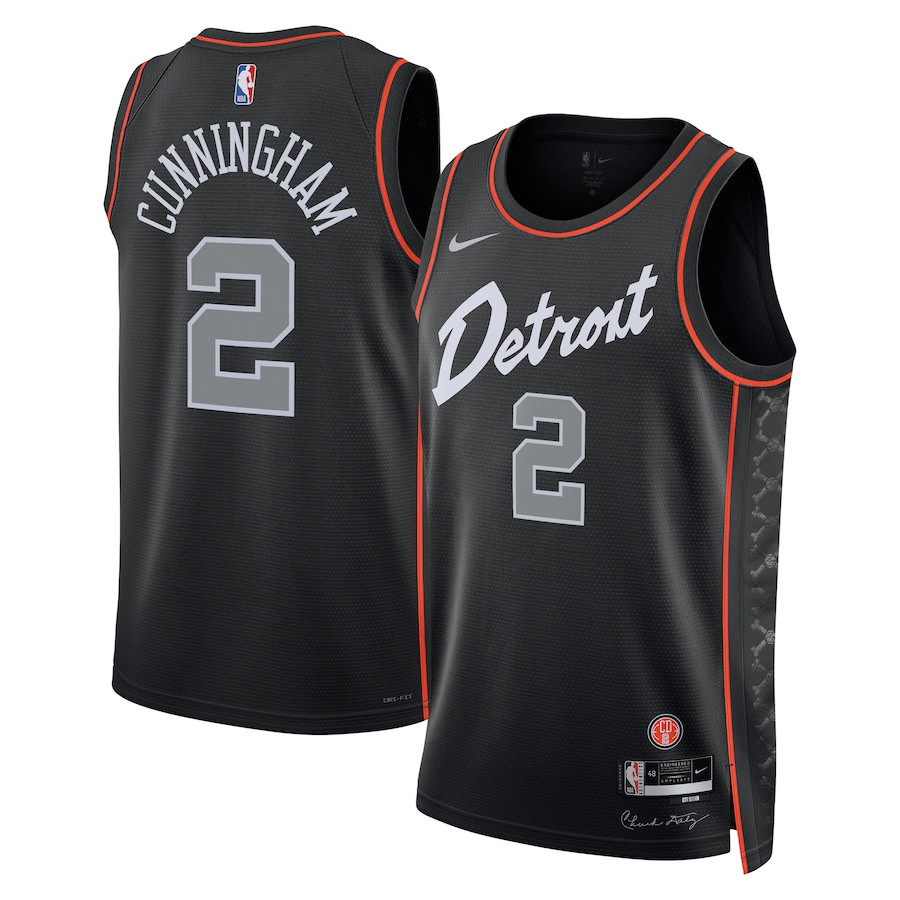 Cade Cunningham 2 Detroit Pistons 2023/24 City Edition Swingman Basketball Jersey - Black - JS294 