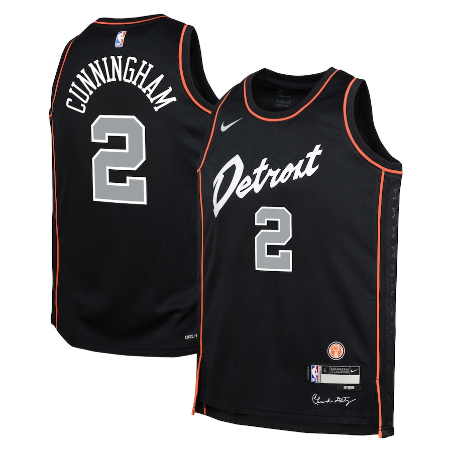 Cade Cunningham 2 Detroit Pistons 2023/24 City Edition Swingman YOUTH Basketball Jersey - Black - JS592 