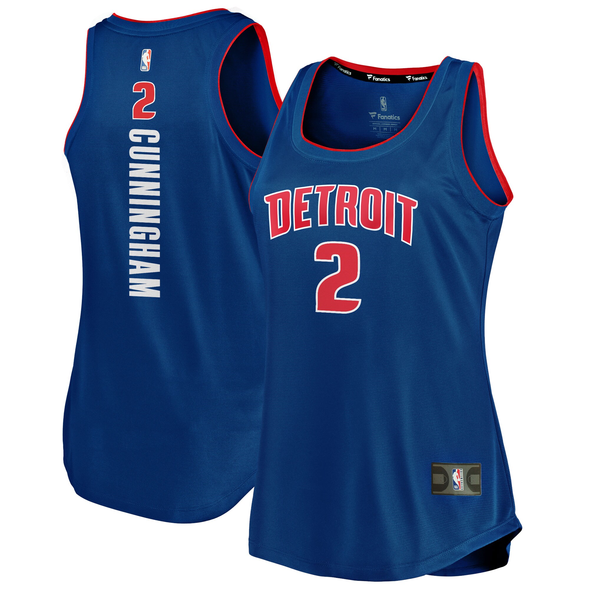 Alternative view of Cade Cunningham Detroit Pistons Fanatics Branded Women's 2021/22 Fast Break Tank Basketball Jersey - Icon Edition - Blue