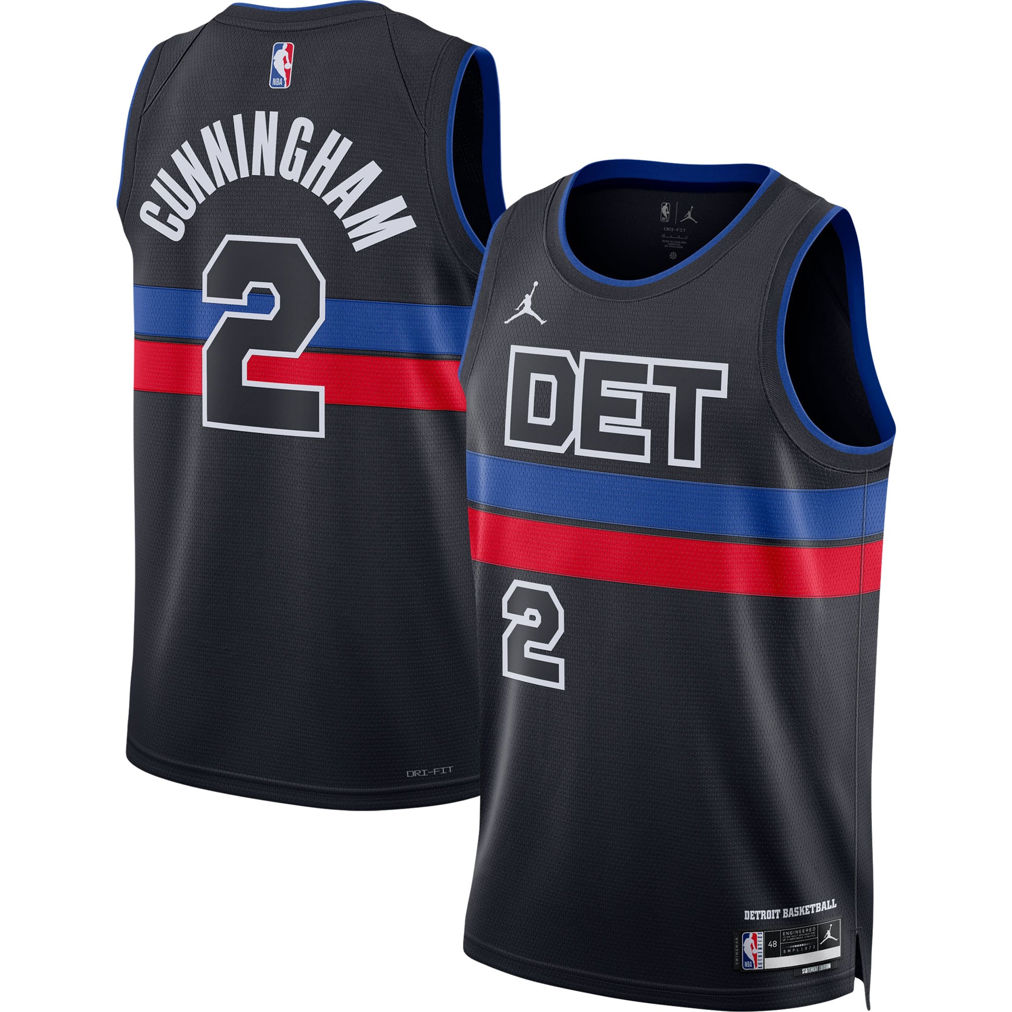 Alternative view of Cade Cunningham Detroit Pistons Jordan Brand Unisex Swingman Basketball Jersey – Statement Edition – Black