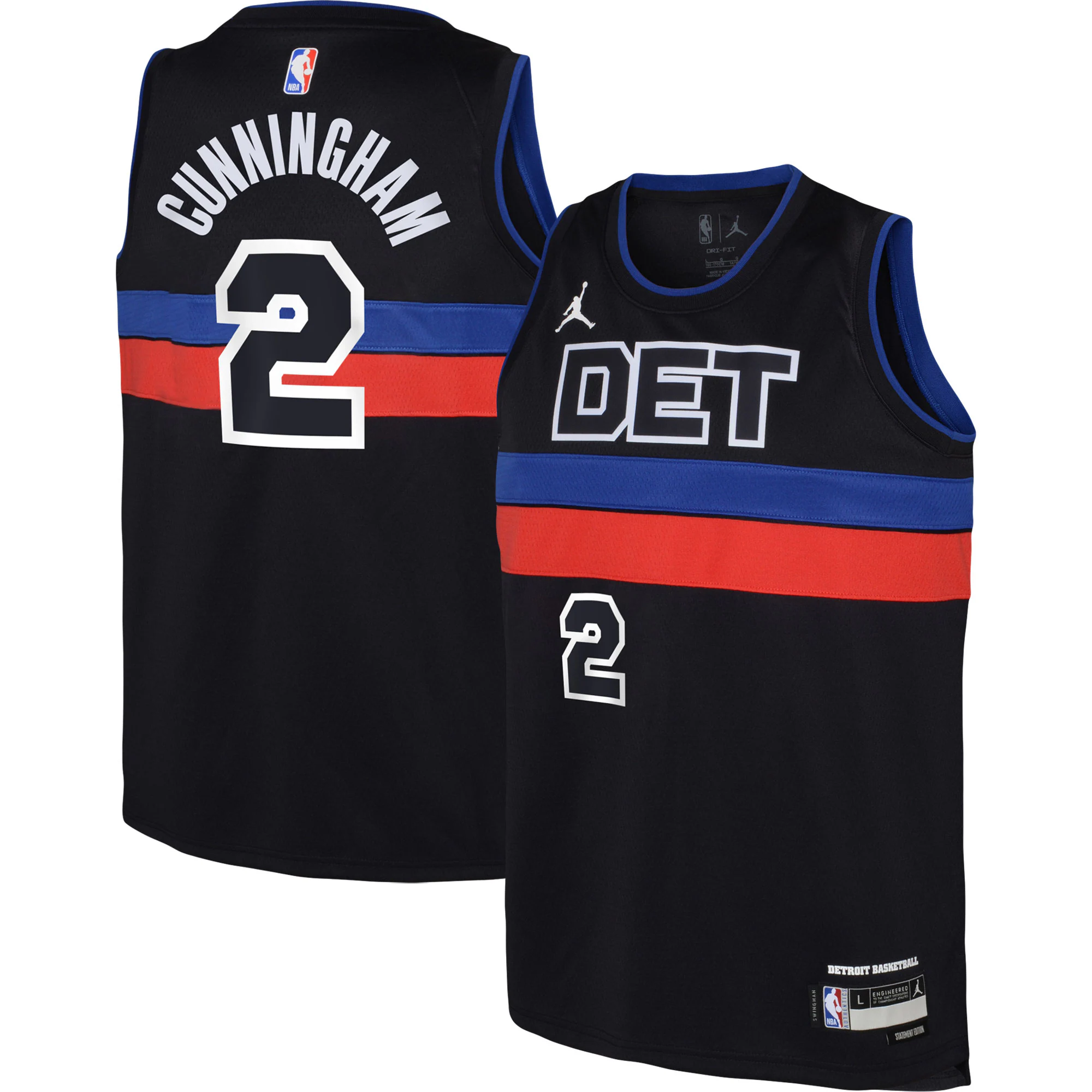 Cade Cunningham Detroit Pistons Jordan Brand Youth Swingman Basketball Jersey – Statement Edition – Black