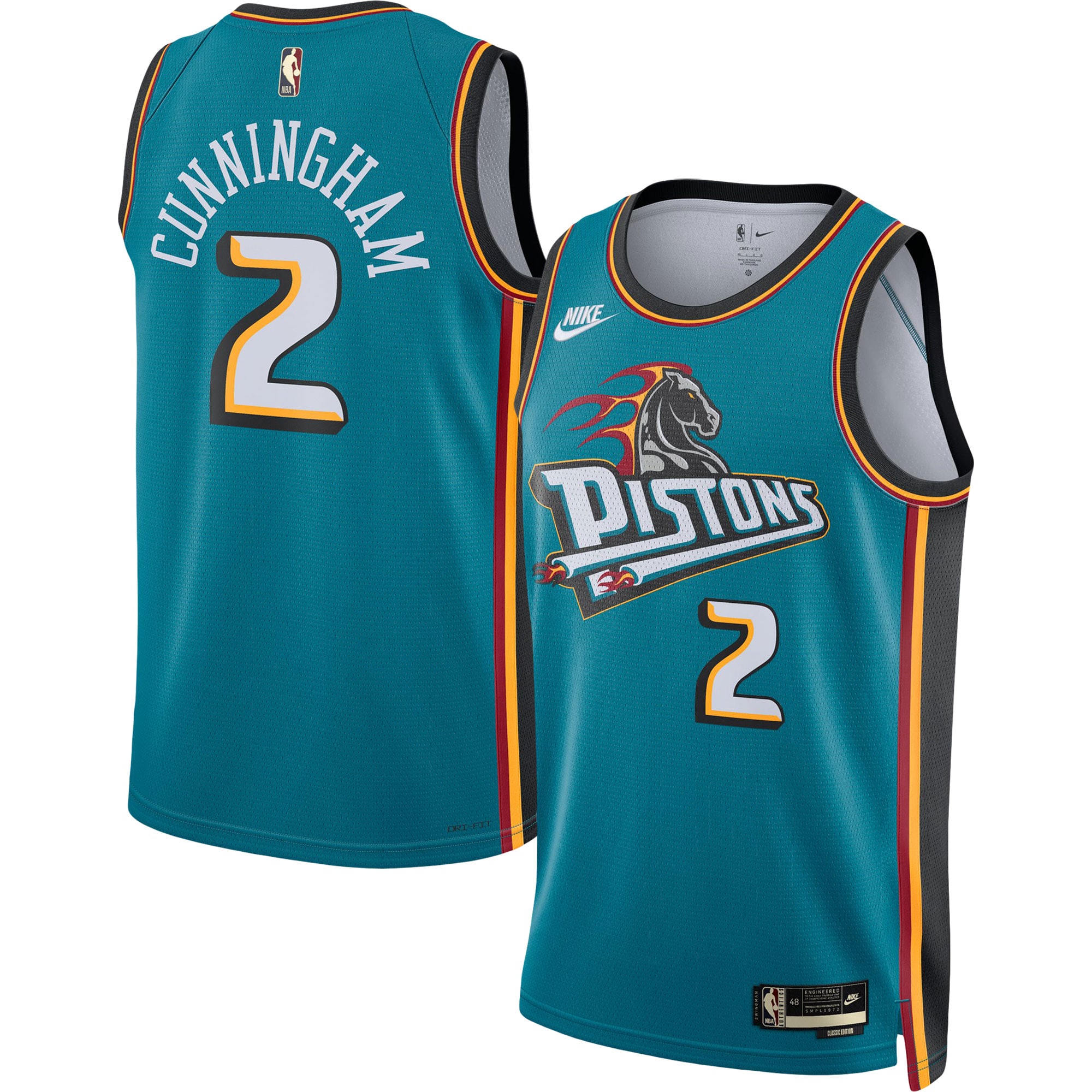 Alternative view of Cade Cunningham Detroit Pistons Swingman Basketball Jersey - Classic Edition - Teal