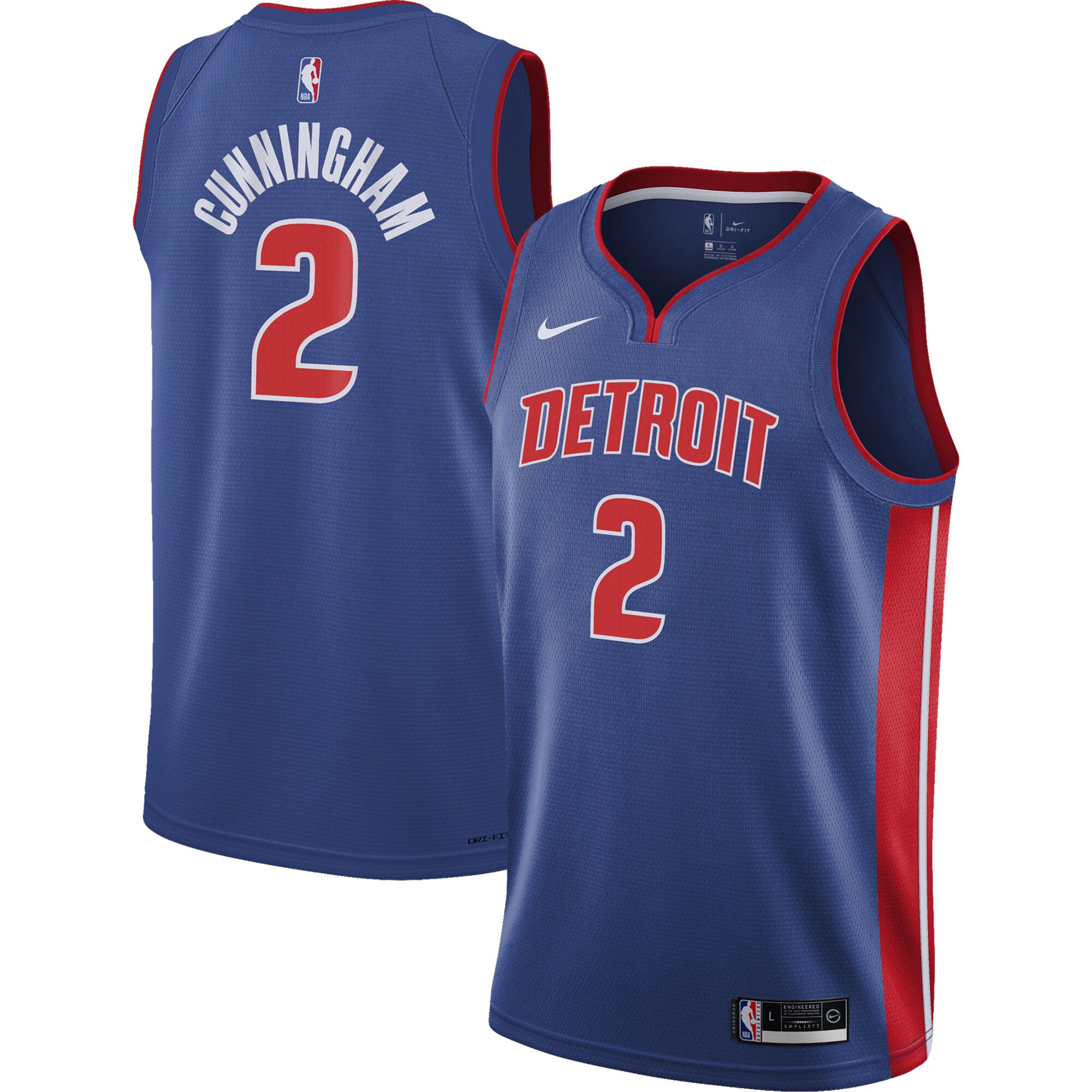 Alternative view of Cade Cunningham Detroit Pistons Youth 2021/22 Swingman Basketball Jersey - Icon Edition - Blue