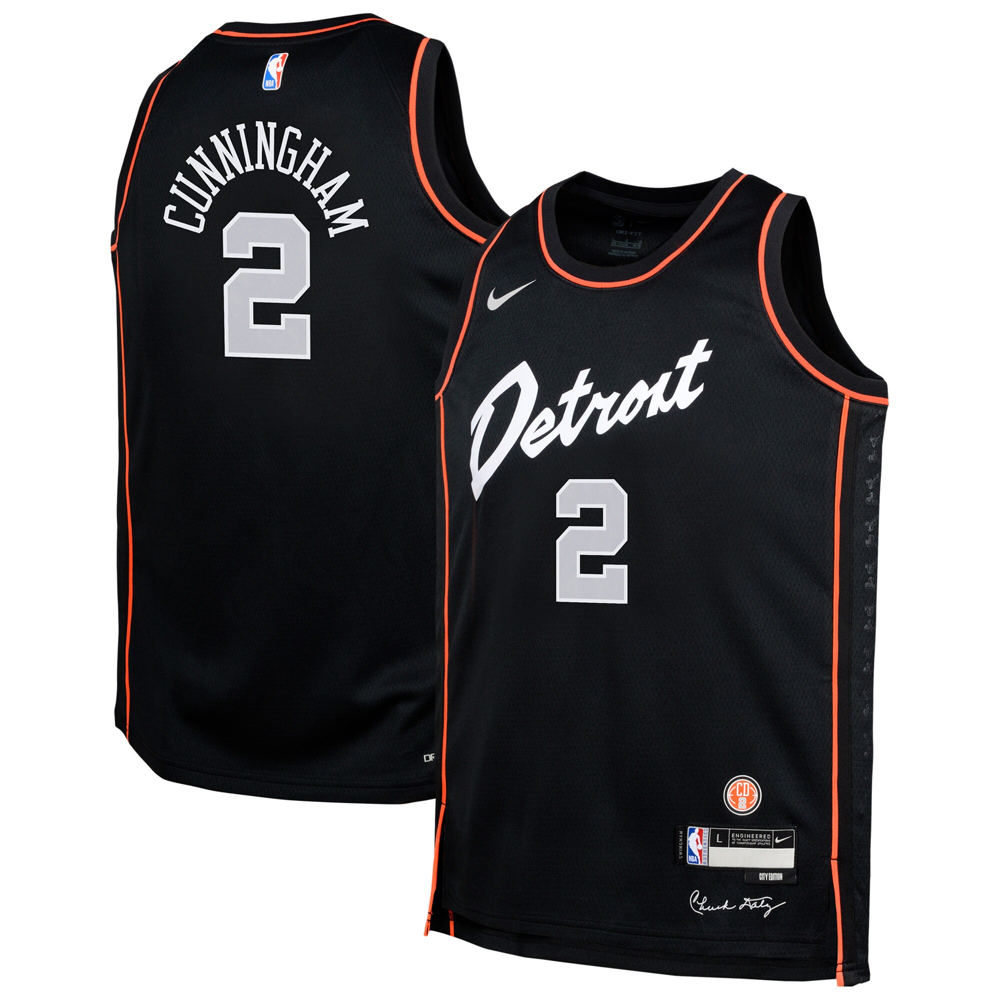 Cade Cunningham Detroit Pistons Youth Swingman Replica Basketball Jersey - City Edition - Black
