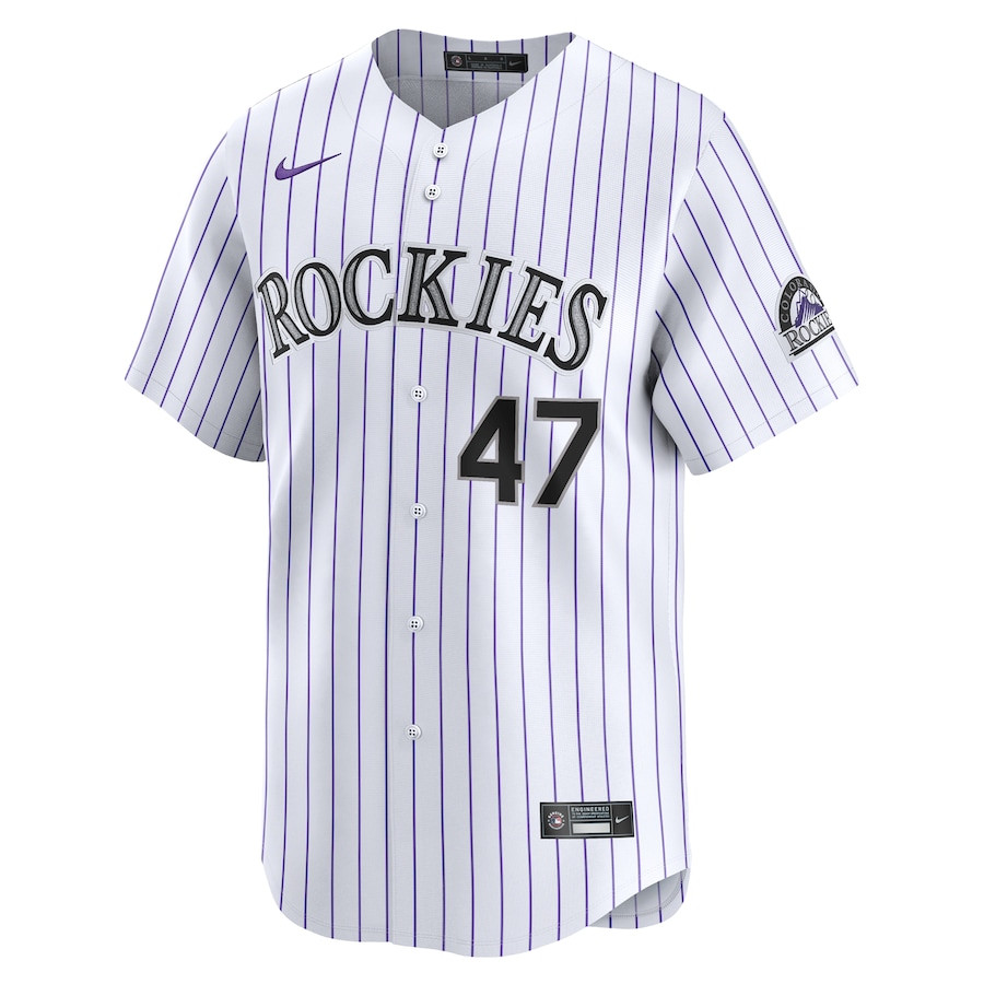 Alternative view of Cal Quantrill 47 Colorado Rockies Home Limited Player Men Baseball Jersey - White