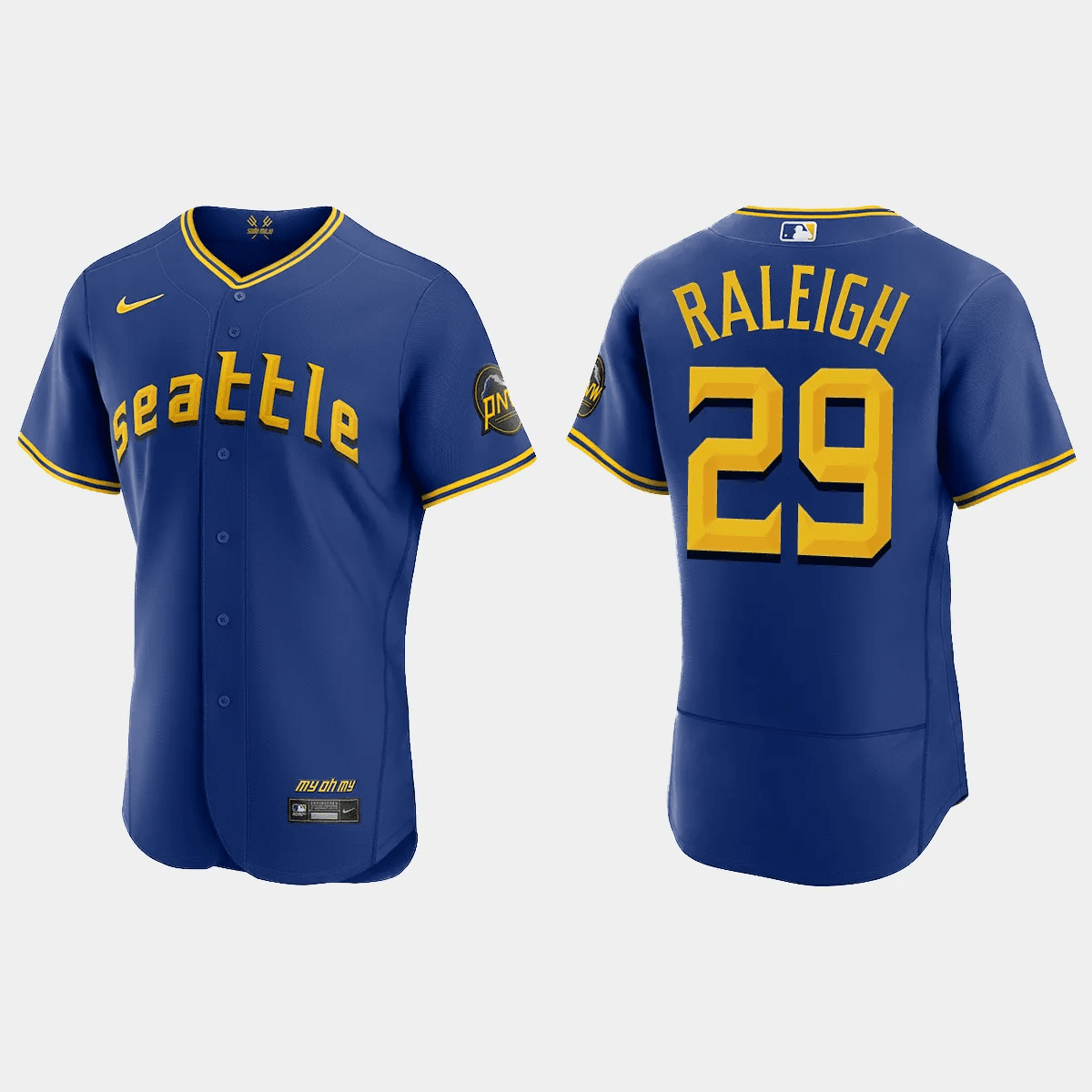 Cal Raleigh 29 Seattle Mariners 2023 City Connect Elite Baseball Jersey - Royal 