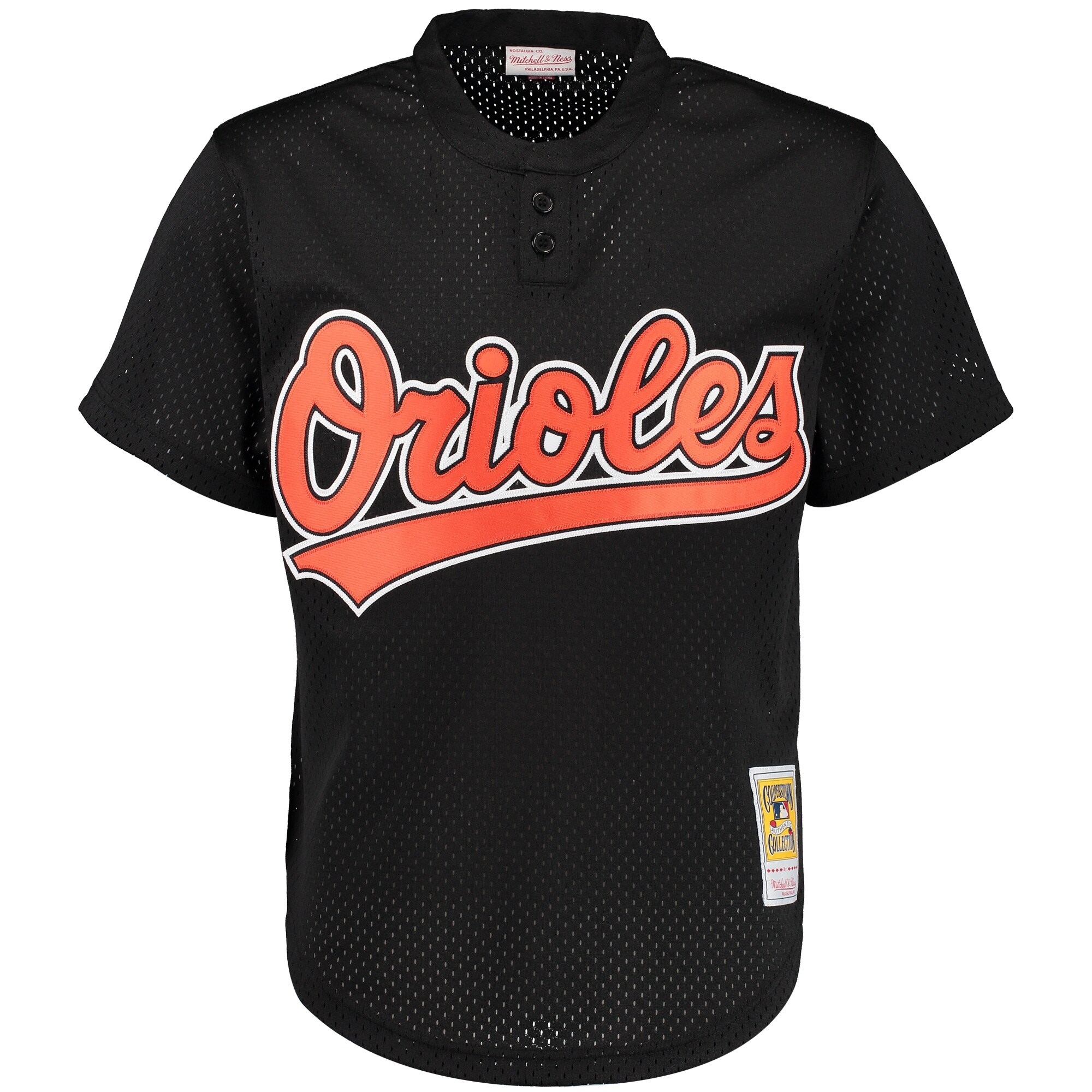 Alternative view of Cal Ripken Jr. Baltimore Orioles Mitchell & Ness Cooperstown Mesh Batting Practice Baseball Jersey - Black