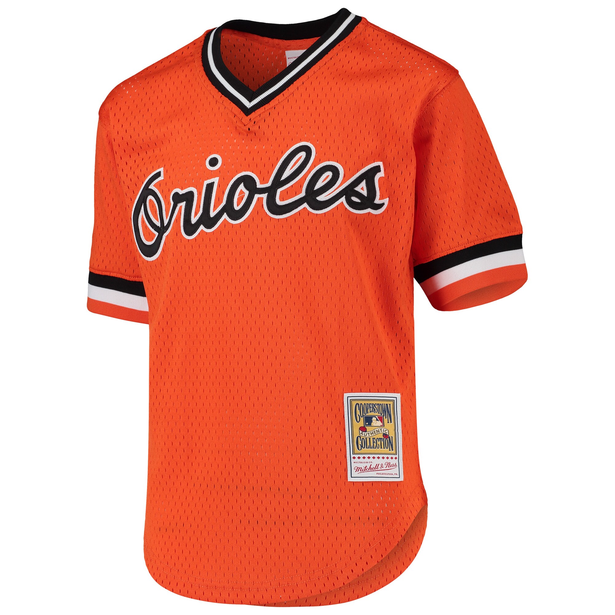 Alternative view of Cal Ripken Jr. Baltimore Orioles Mitchell & Ness Youth Cooperstown Collection Mesh Batting Practice Baseball Jersey - Orange