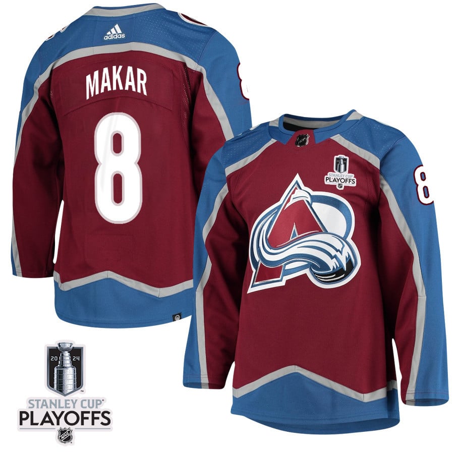 Cale Makar 8 Colorado Avalanche 2024 NHL Playoffs Patch Home Hockey Jersey - Men - JS650 