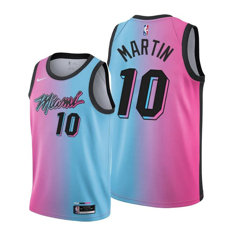 Caleb Martin 10 Miami Heat City Edition Blue Pink Basketball Jersey - Men Basketball Jersey - JS462 