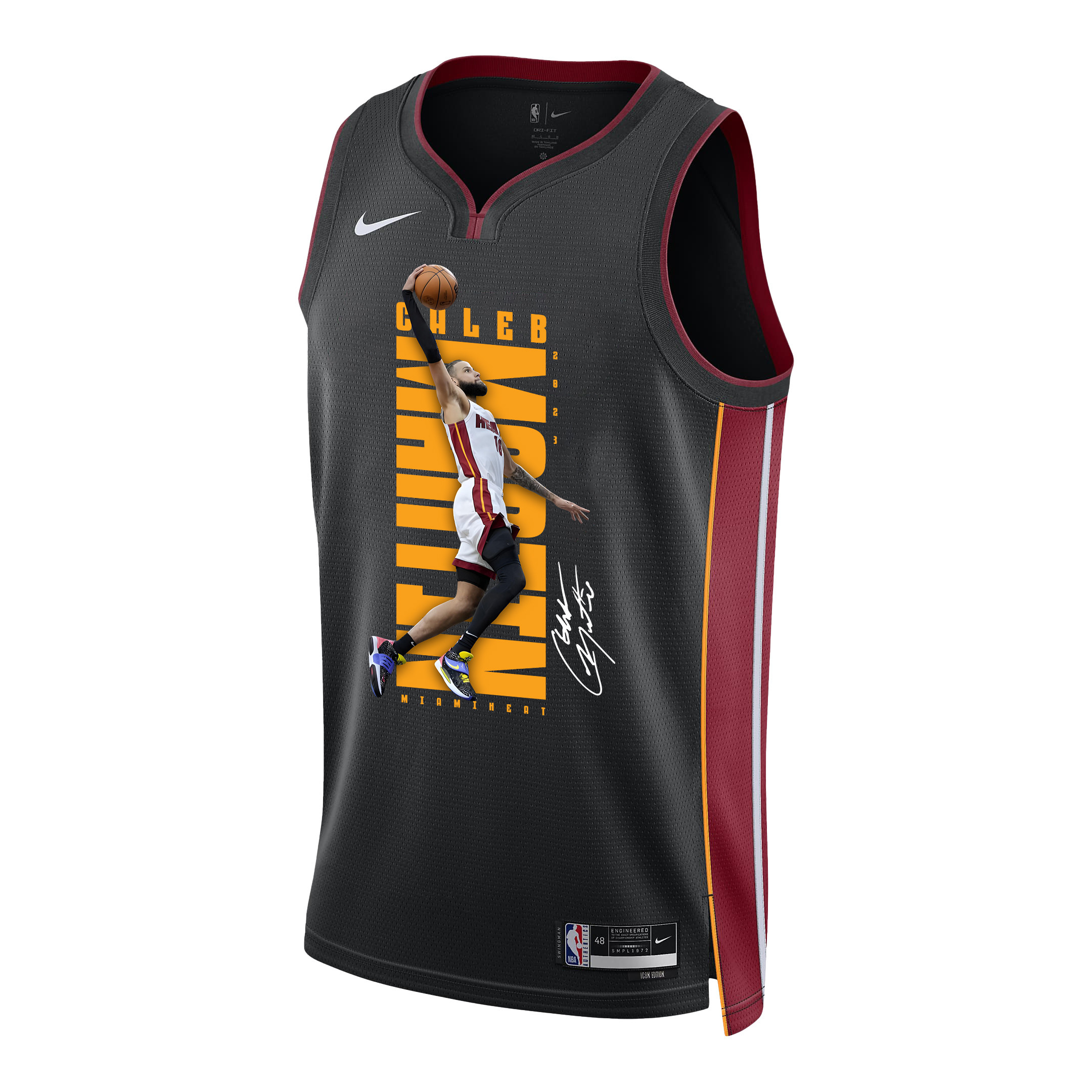 Alternative view of Caleb Martin 16 Miami Heat Energizing Force 2023 NBA Champions Swingman Jersey - Black - JS155 