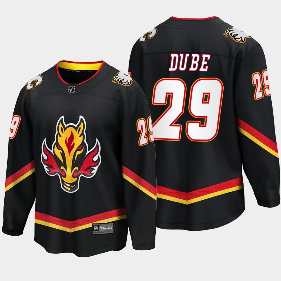 Calgary Flames Dillon Dube 29 Alternate Black Jersey Breakaway Player - JS972 