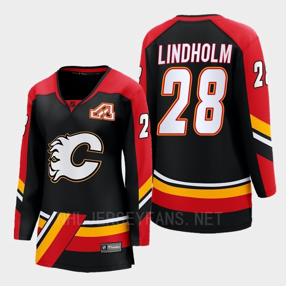 Calgary Flames Elias Lindholm 28 Black Special Edition 2.0 Breakaway Player 2022 Jersey Women - JS567 