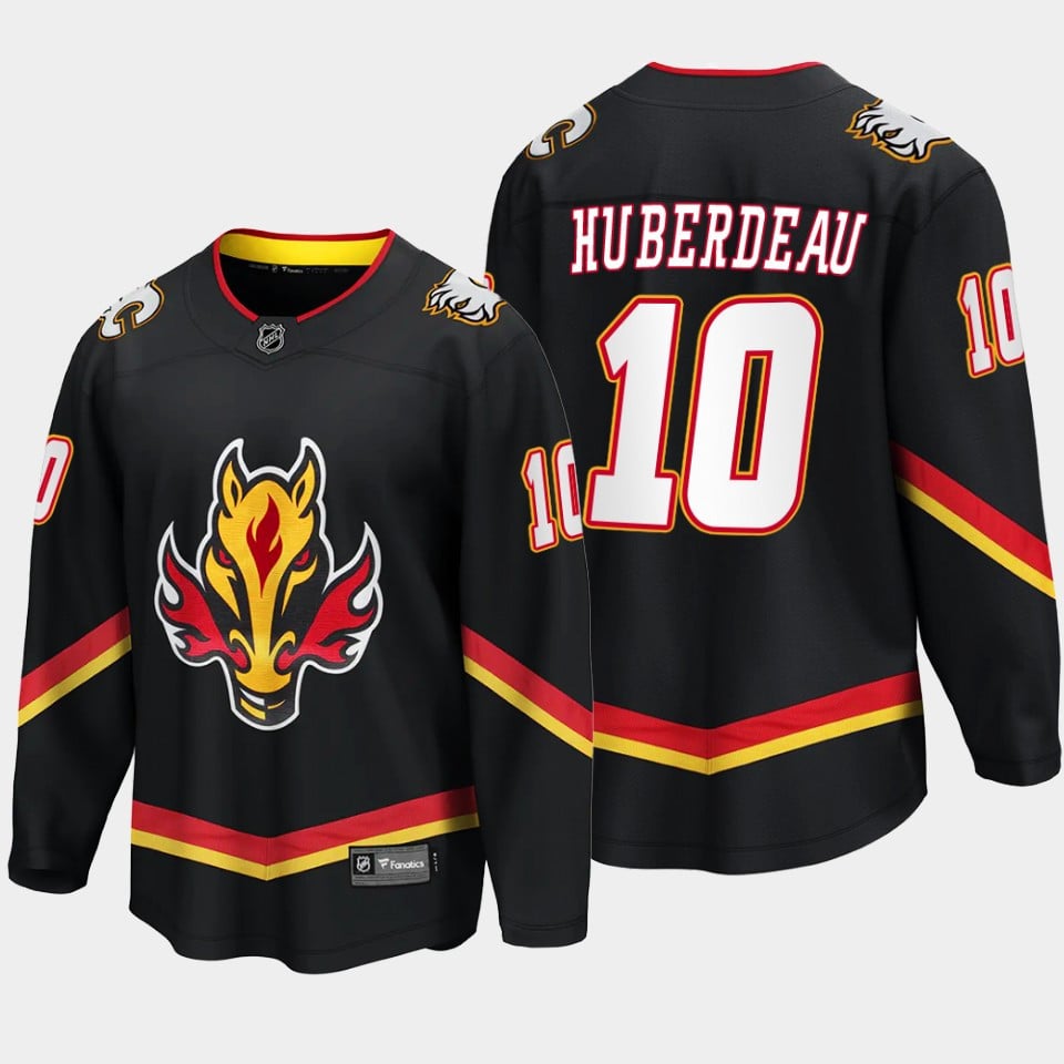 Calgary Flames Jonathan Huberdeau 10 Alternate Black Jersey Breakaway Player - JS567 