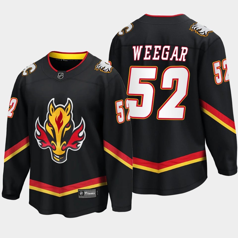 Calgary Flames MacKenzie Weegar 52 Alternate Black Hockey Jersey Breakaway Player - JS835 