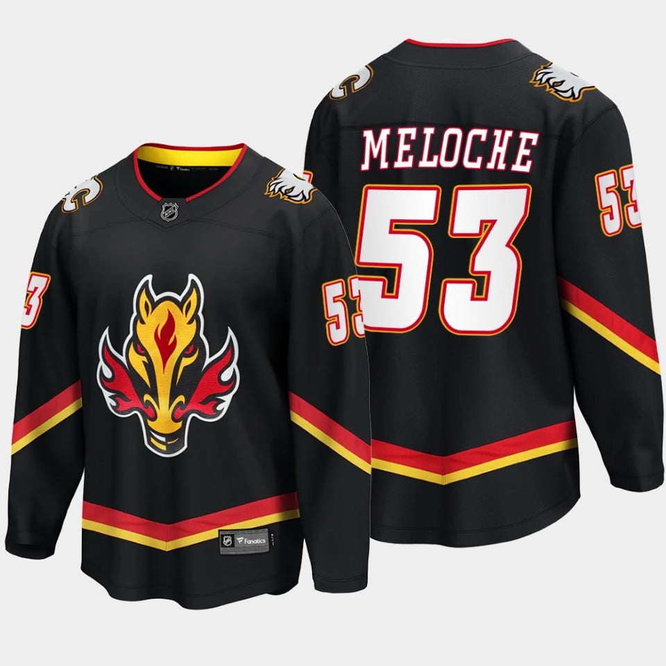 Calgary Flames Nicolas Meloche 53 Alternate Black Hockey Jersey Breakaway Player - JS736 