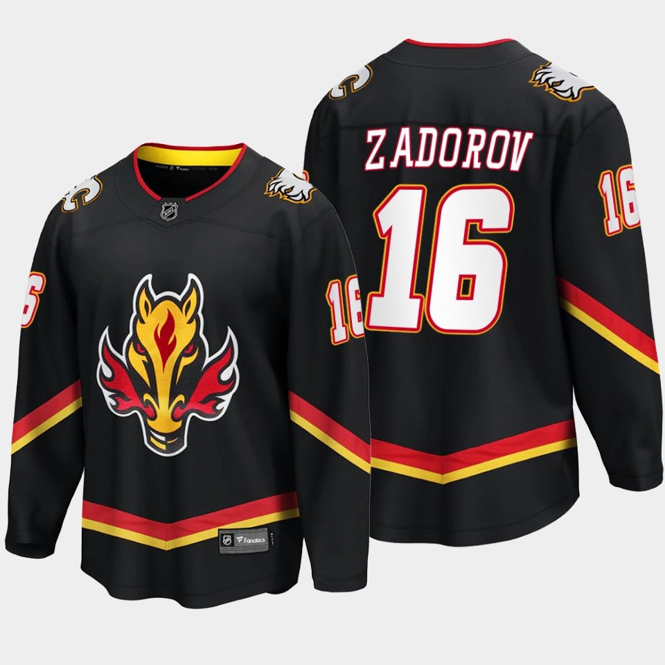 Calgary Flames Nikita Zadorov 16 Alternate Black Hockey Jersey Breakaway Player - JS337 