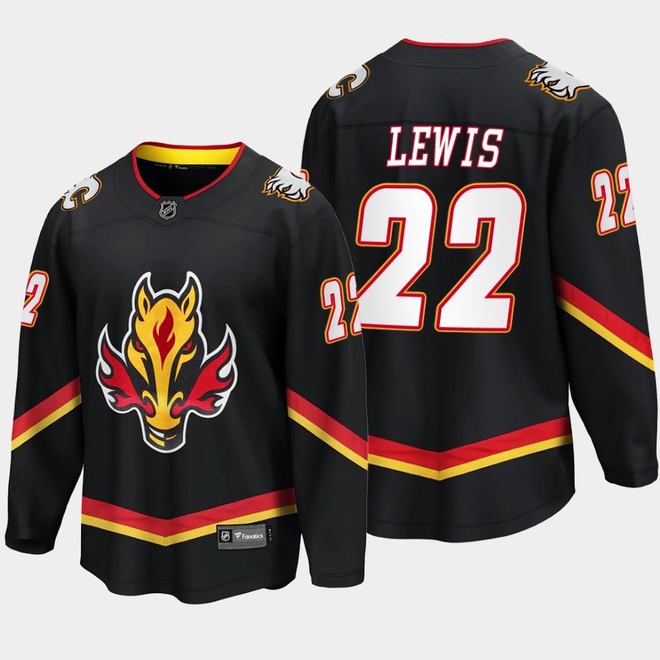 Calgary Flames Trevor Lewis 22 Alternate Black Hockey Jersey Breakaway Player - JS457 