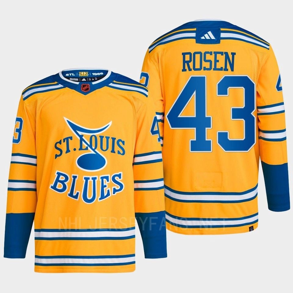 Calle Rosen 43 Reverse Retro 2.0 2022 St. Louis Blues Yellow Jersey Primegreen - JS257 