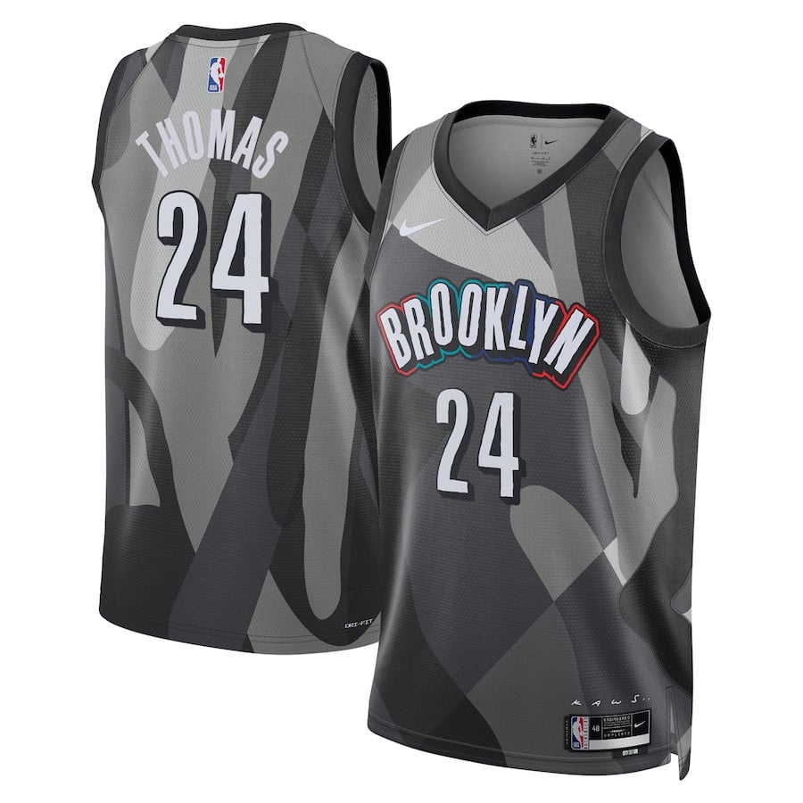 Cam Thomas 24 Brooklyn Nets Unisex 2024/25 Swingman Player Basketball Jersey - City Edition - Gray - JS994 
