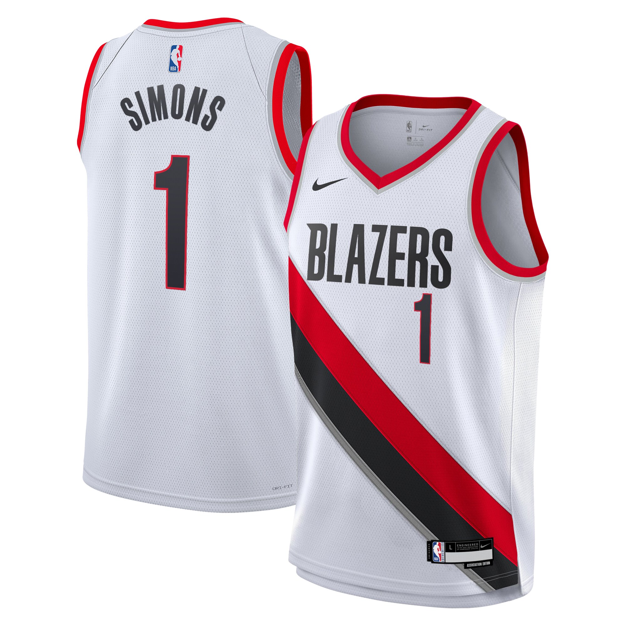 Camiseta Association Edition Swingman de los Portland Trail Blazers - Blanca - Anfernee Simons - Juvenil - JS700 