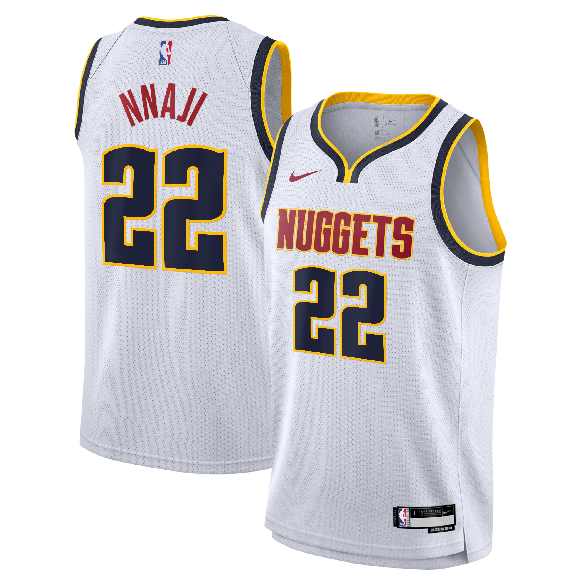 Camiseta Association Swingman de los Denver Nuggets - Blanco - Zeke Nnaji - Jóvenes - JS169 