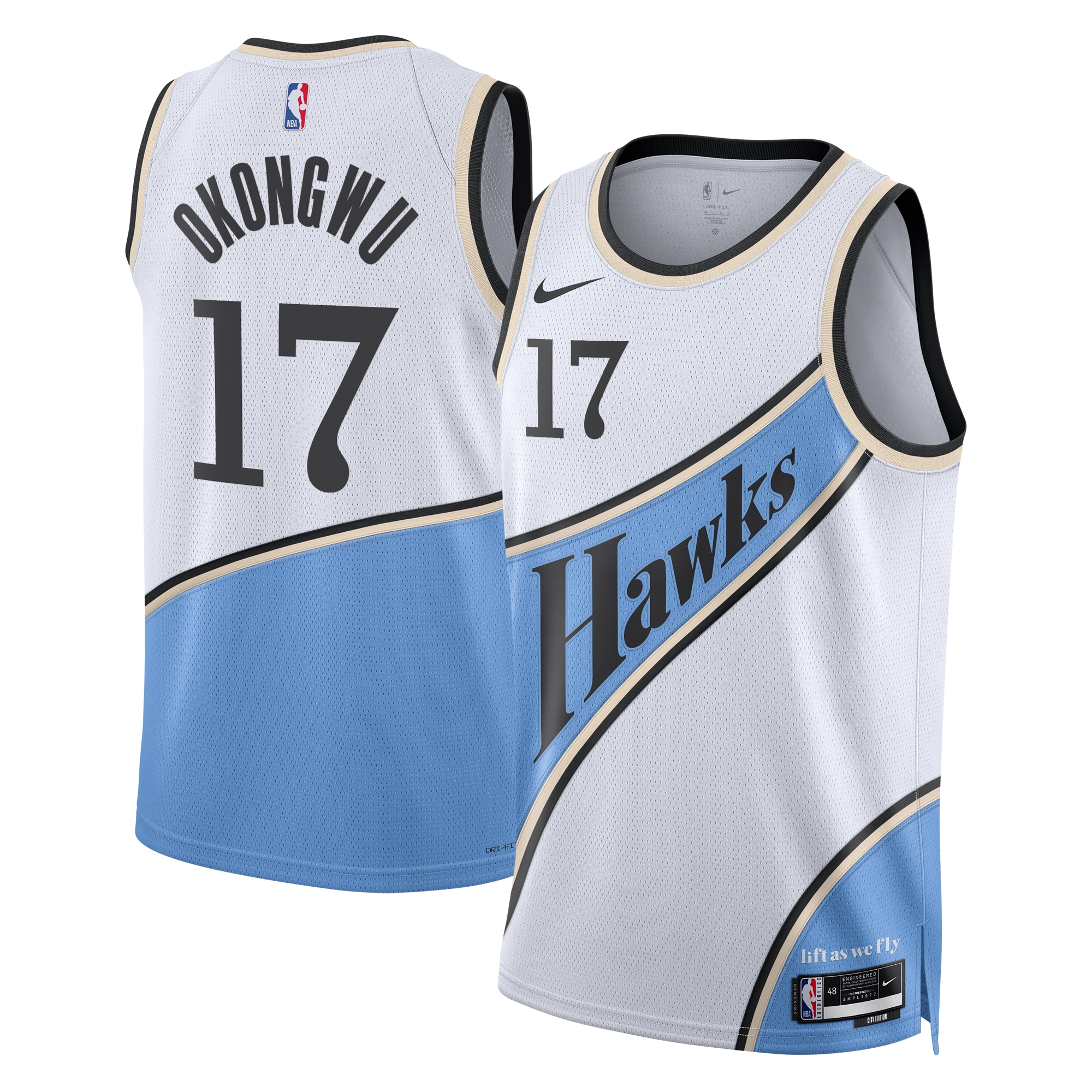 Camiseta City Edition Swingman de los Atlanta Hawks 2024 - Blanco - Onyeka Okongwu - Unisex - JS911 