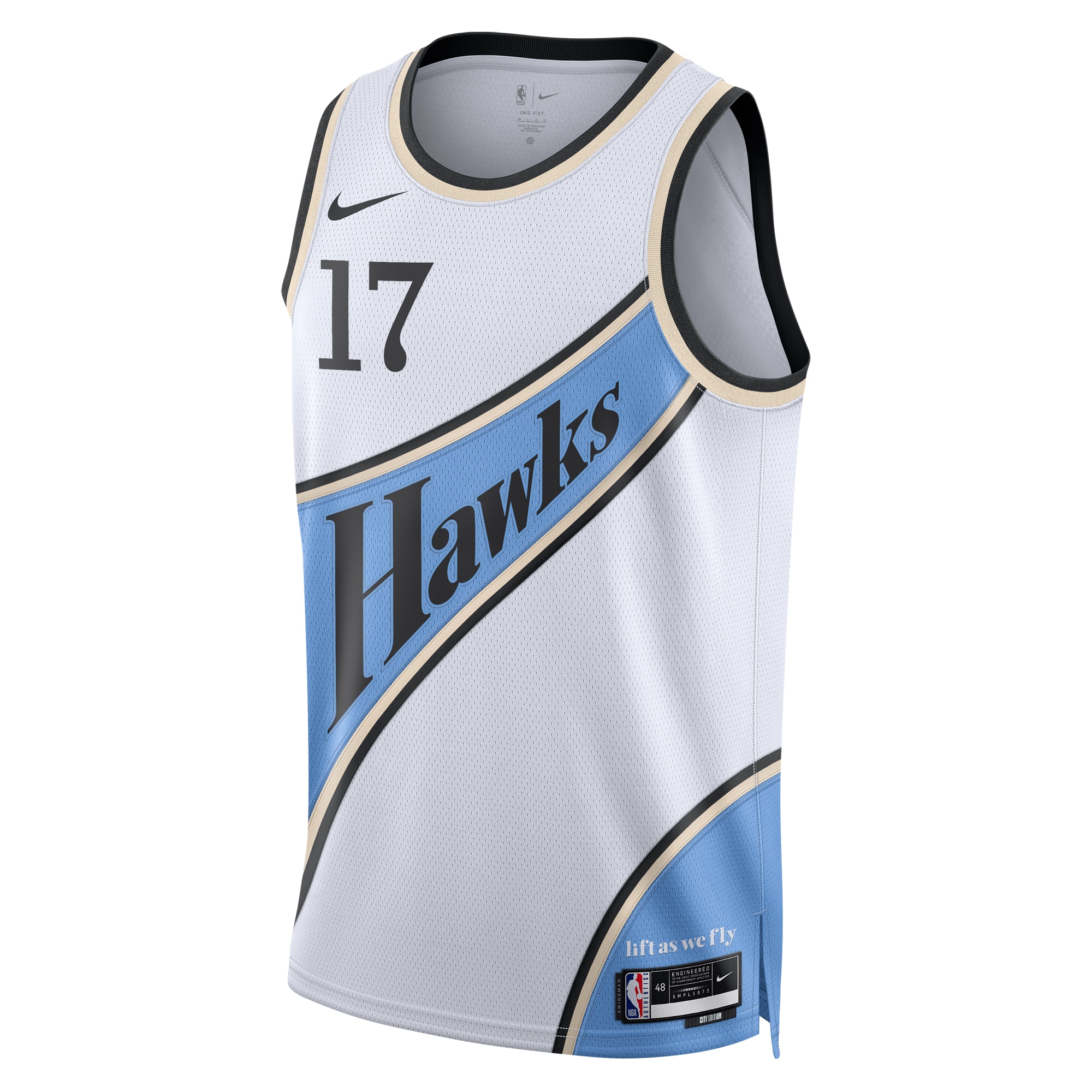 Alternative view of Camiseta City Edition Swingman de los Atlanta Hawks 2024 - Blanco - Onyeka Okongwu - Unisex - JS911 