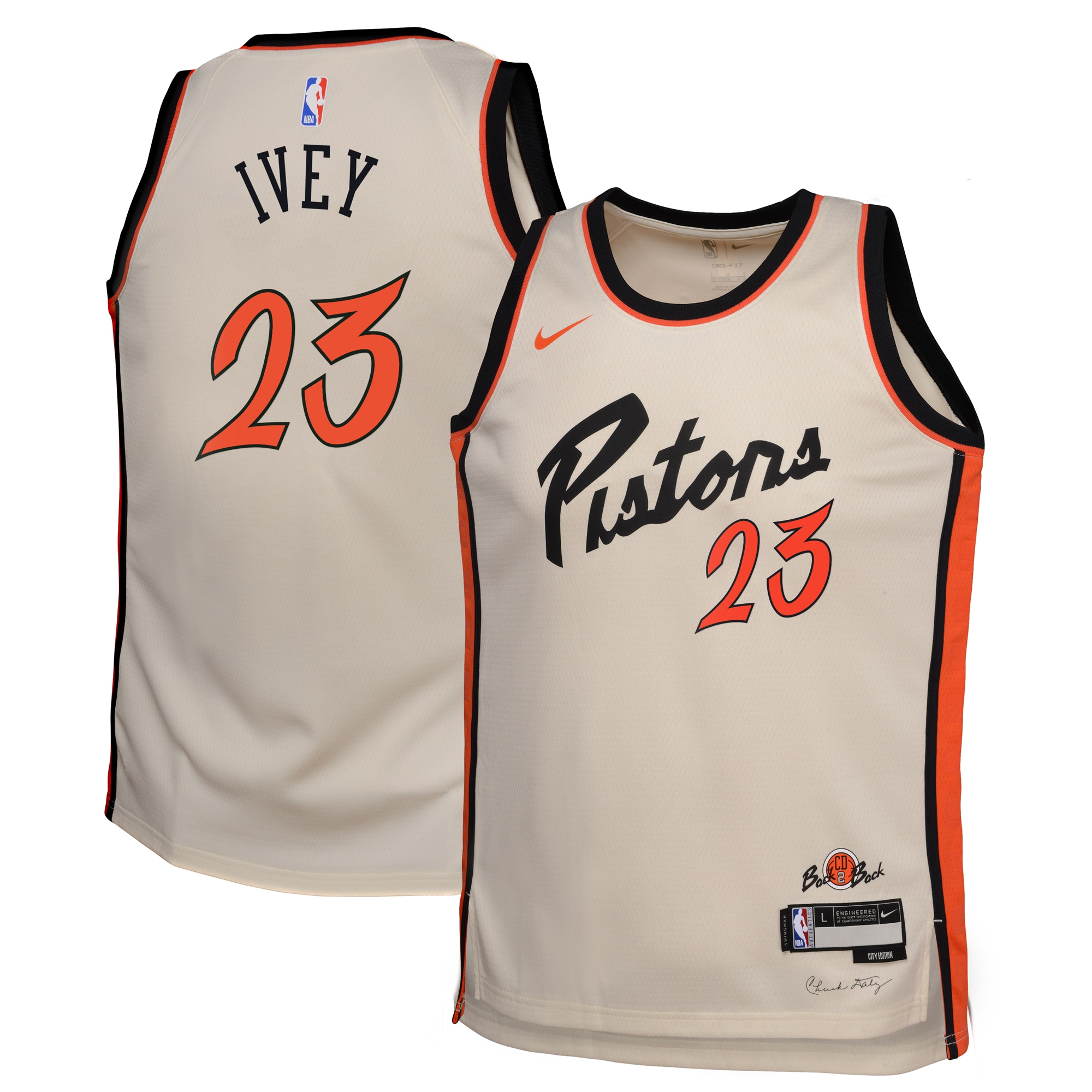 Camiseta City Edition Swingman de los Detroit Pistons 2024 - Crema - Jaden Ivey - Juvenil - JS332 