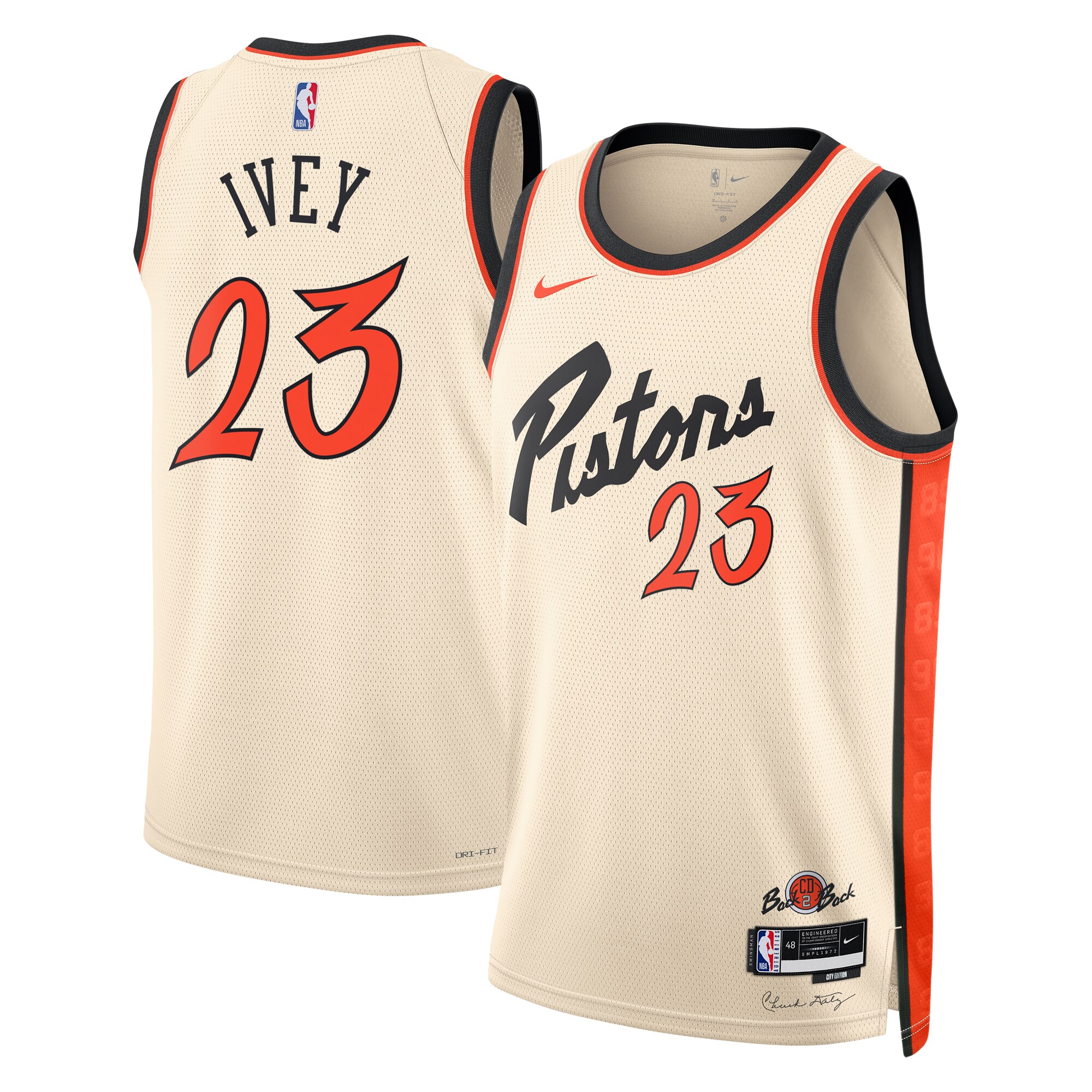 Camiseta City Edition Swingman de los Detroit Pistons 2024 - Crema - Jaden Ivey - Unisex - JS699 