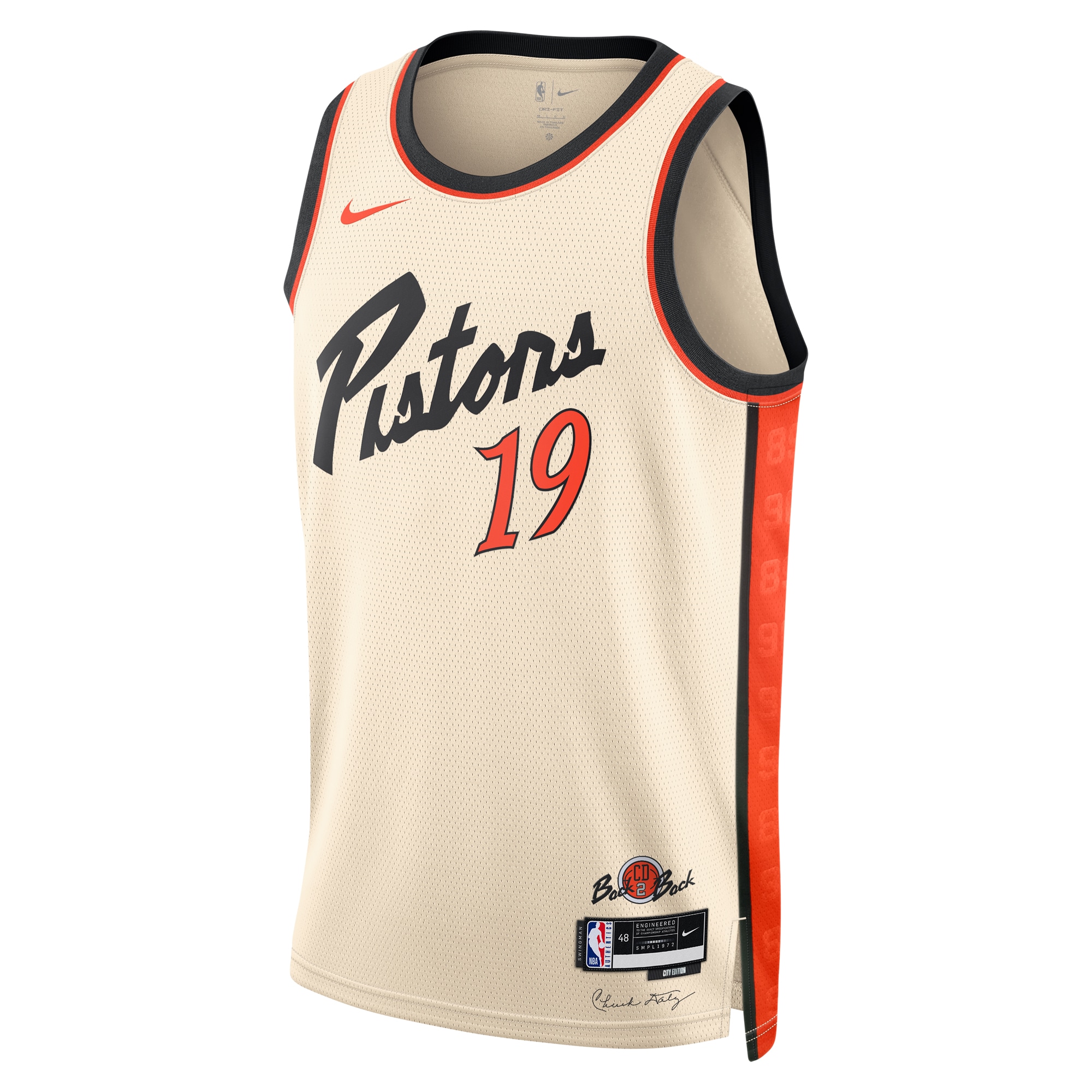 Alternative view of Camiseta City Edition Swingman de los Detroit Pistons 2024 - Crema - Simone Fontecchio - Unisex - JS201 