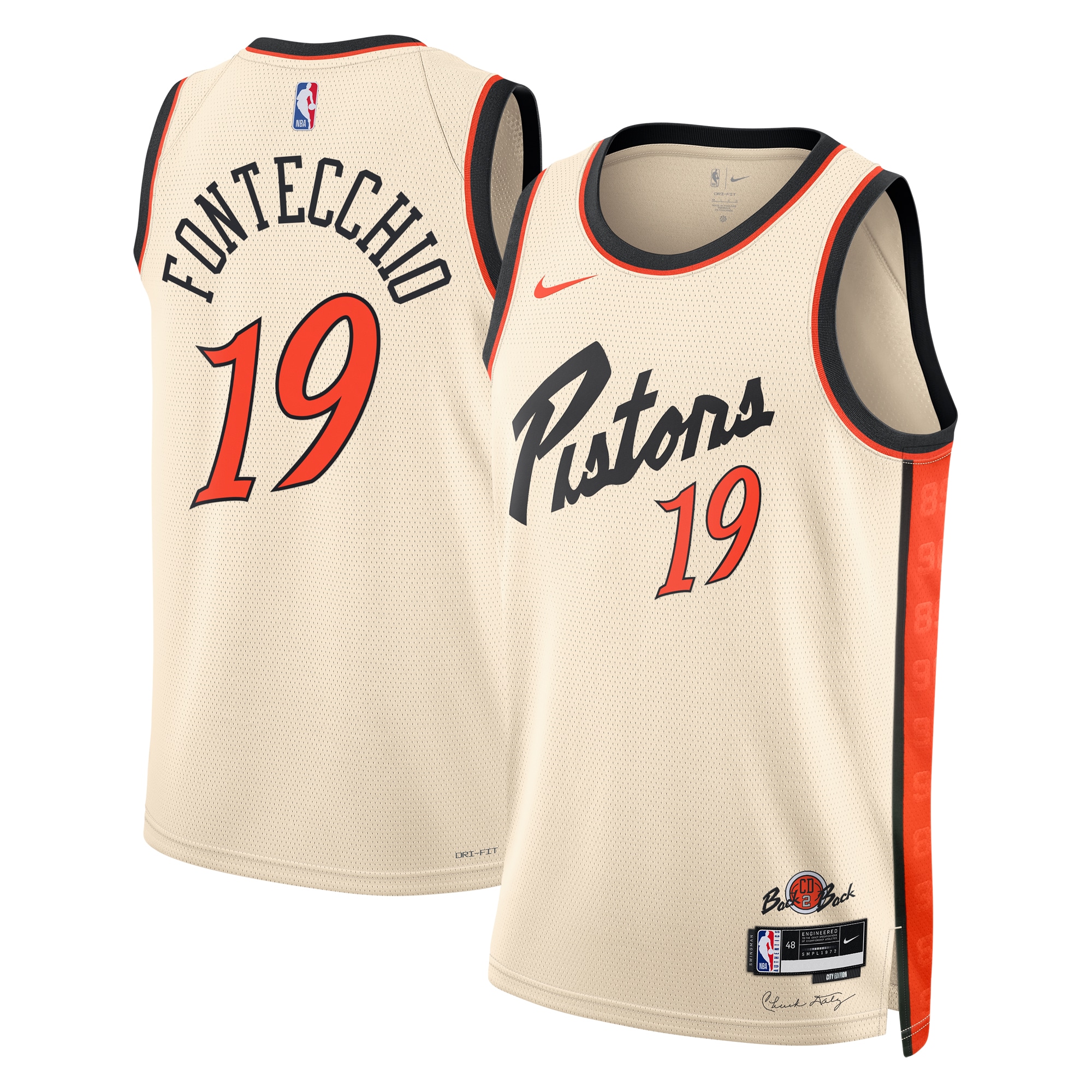 Camiseta City Edition Swingman de los Detroit Pistons 2024 - Crema - Simone Fontecchio - Unisex - JS201 